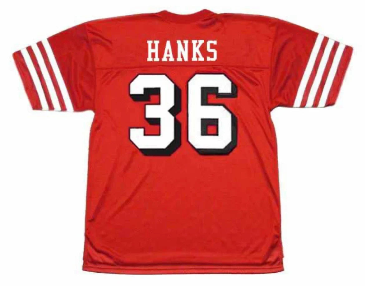 Merton Hanks San Francisco 49ers 1994 Jersey Mitchell & Ness Red product image 1, provided for visual reference and product