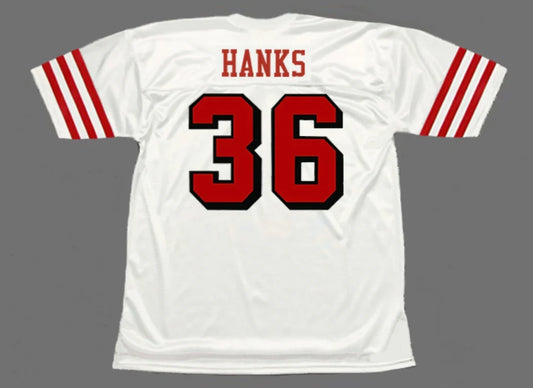 Merton Hanks San Francisco 49ers 1994 Jersey Mitchell & Ness white product image 1, provided for visual reference and