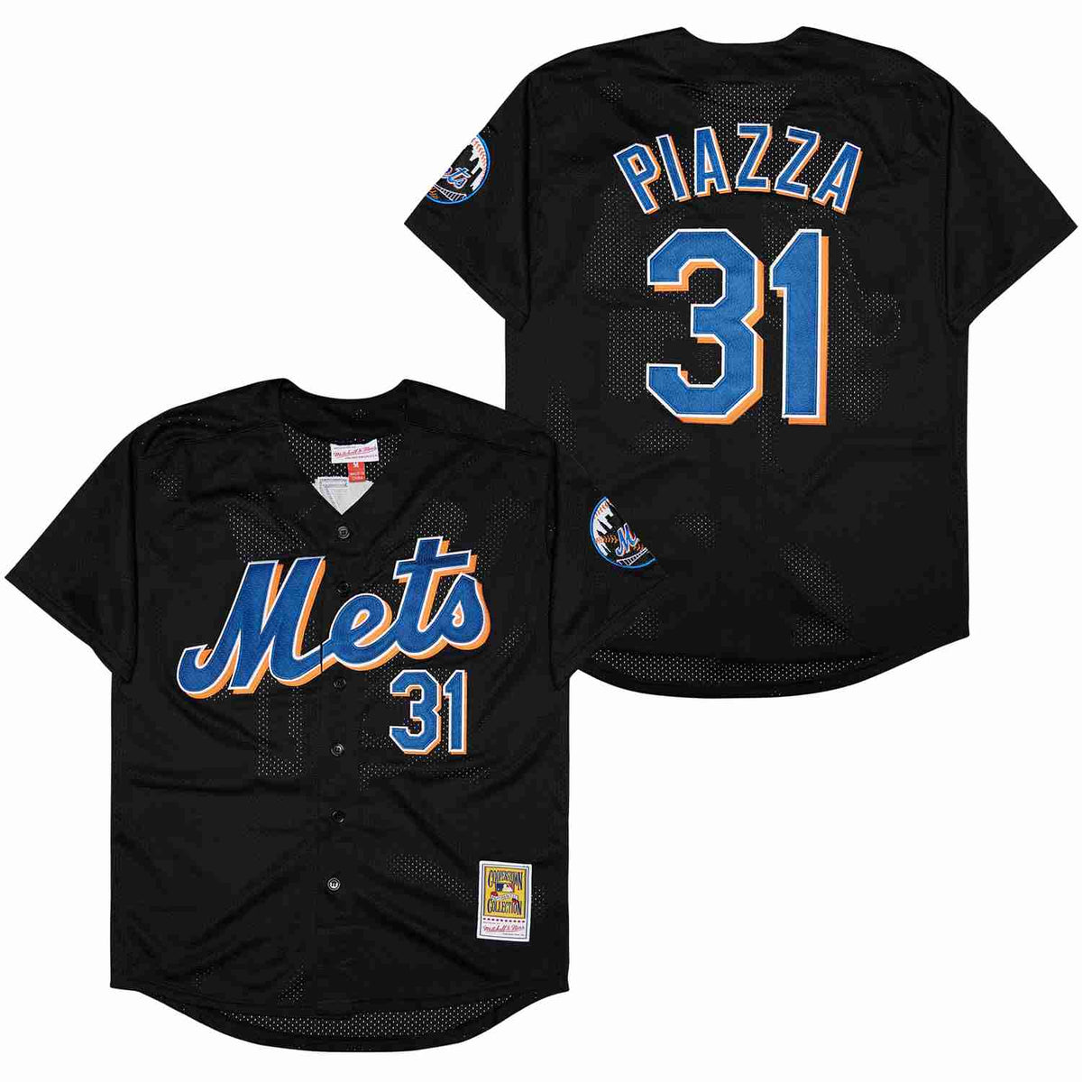 Mike Piazza New York Mets Jersey Mitchell & Ness black product image 1, provided for visual reference and product detail