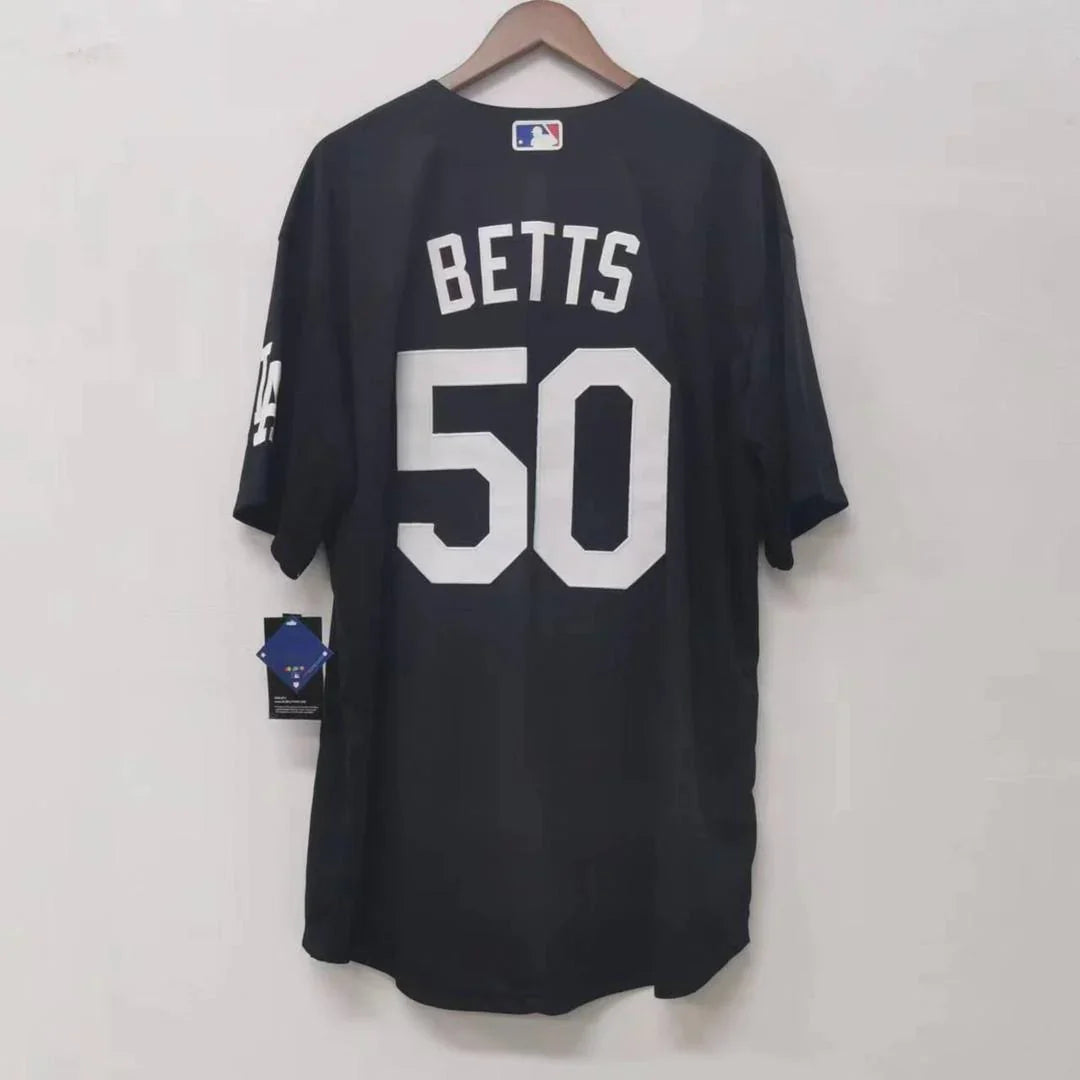 Mookie Betts Los Angeles Dodgers Official Nike Jersey Black product image 2, provided for visual reference and product