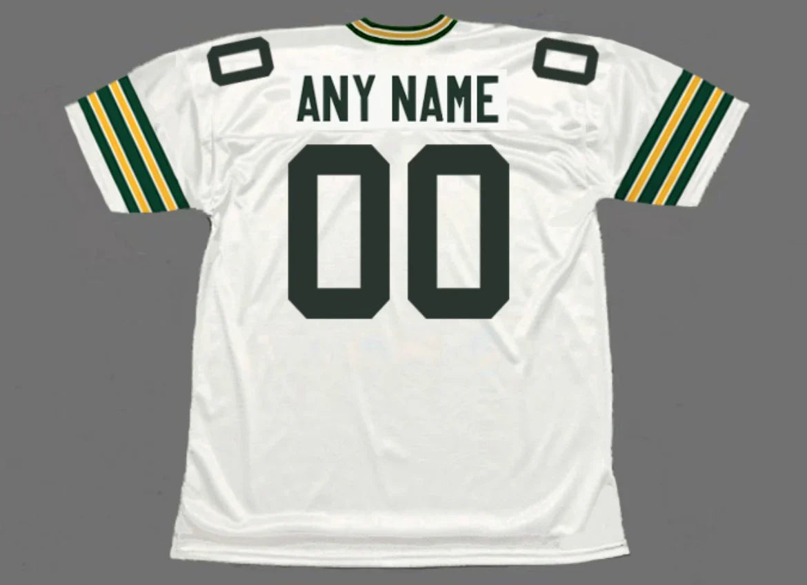 Any name & Number Green Bay Packers NFL Mitchell & Ness Jersey white product image 1, provided for visual reference and