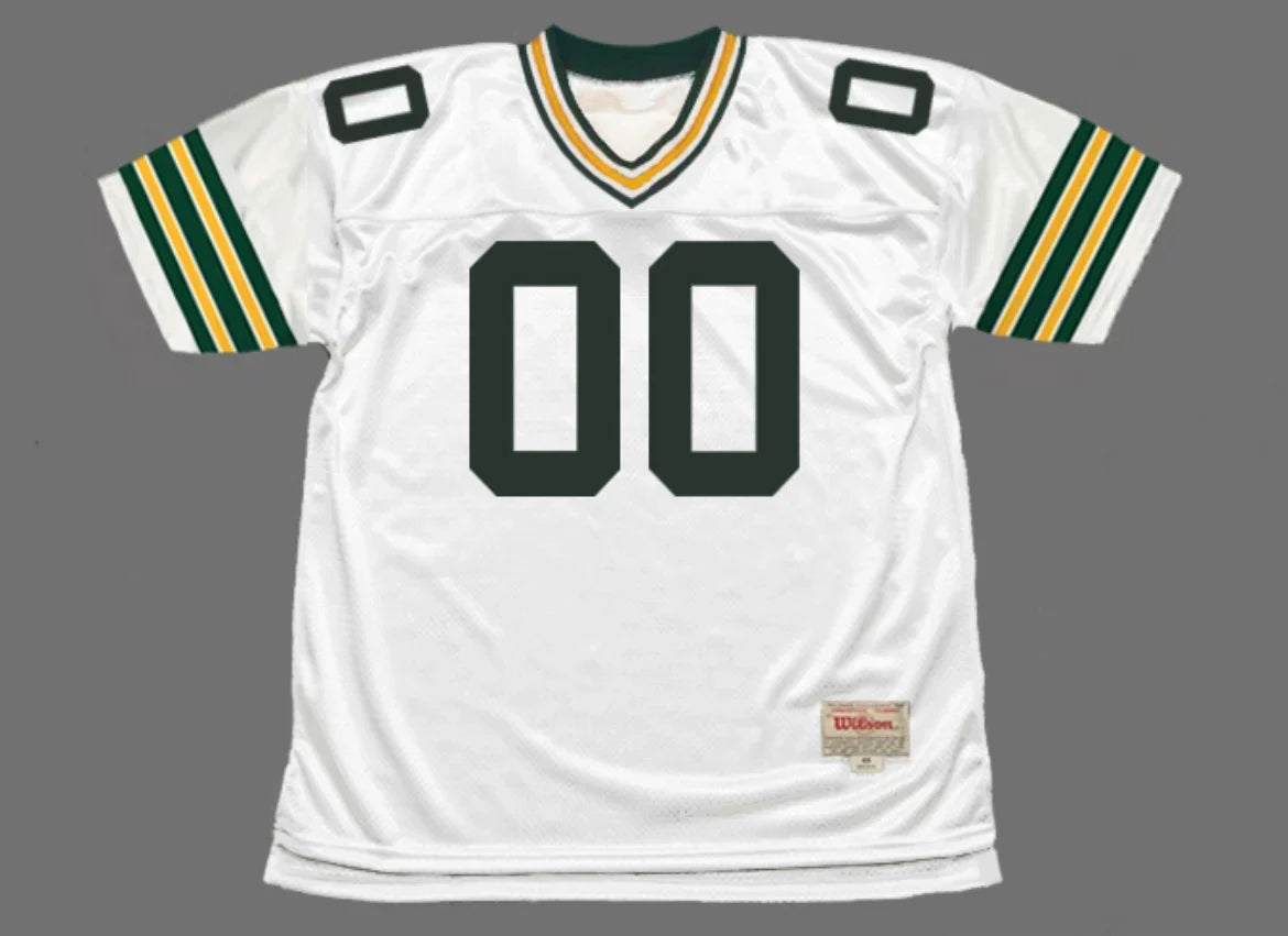 Any name & Number Green Bay Packers NFL Mitchell & Ness Jersey white product image 2, provided for visual reference and