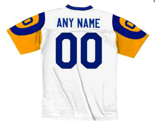 Any name & Number Los Angeles Rams NFL Mitchell & Ness jersey White & Yellow product image 1, provided for visual reference