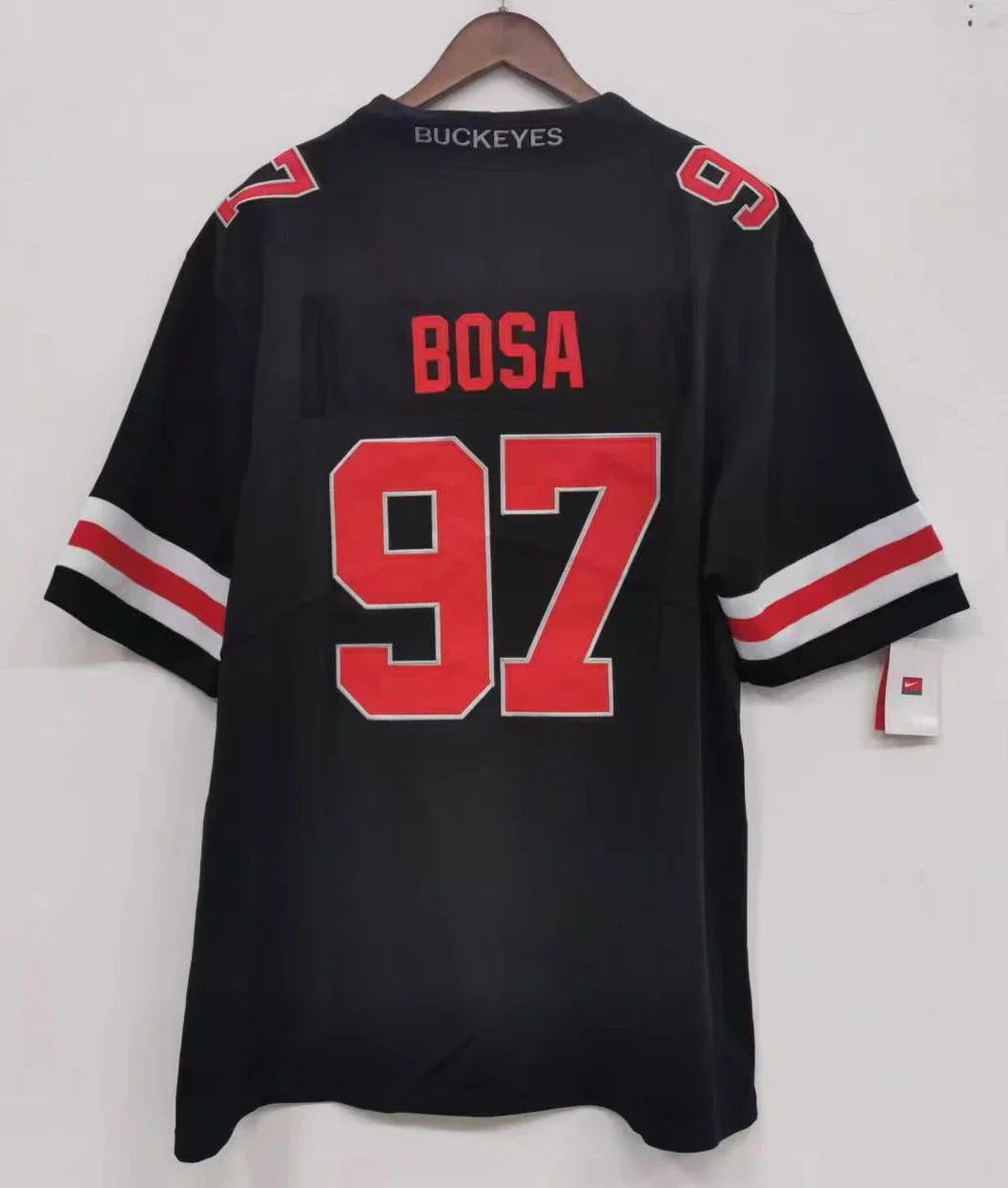 Nick Bosa Ohio State Buckeyes Jersey Black with red numbers product image 1, provided for visual reference and product