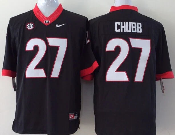 Nick Chubb Georgia Bulldogs Jersey black product image 1, provided for visual reference and product detail review