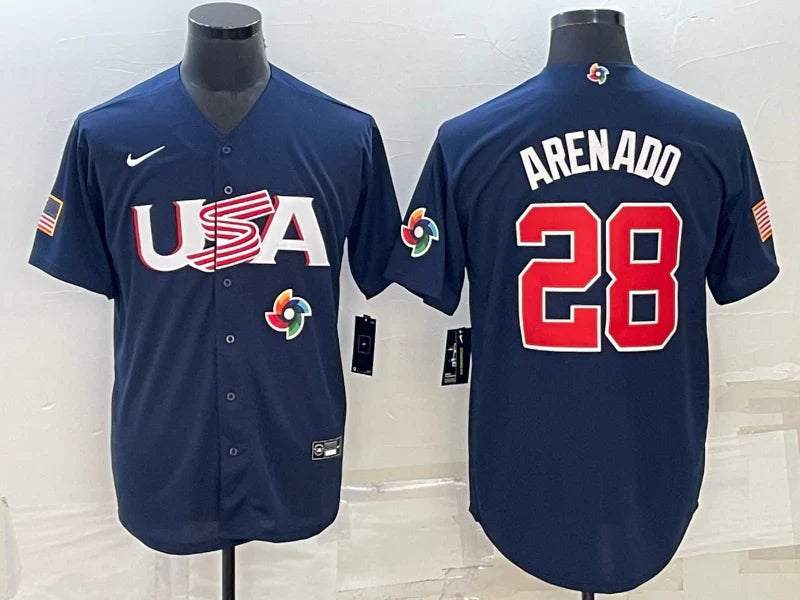 Nolan Arenado Team USA Baseball Jersey Nike blue product image 1, provided for visual reference and product detail review