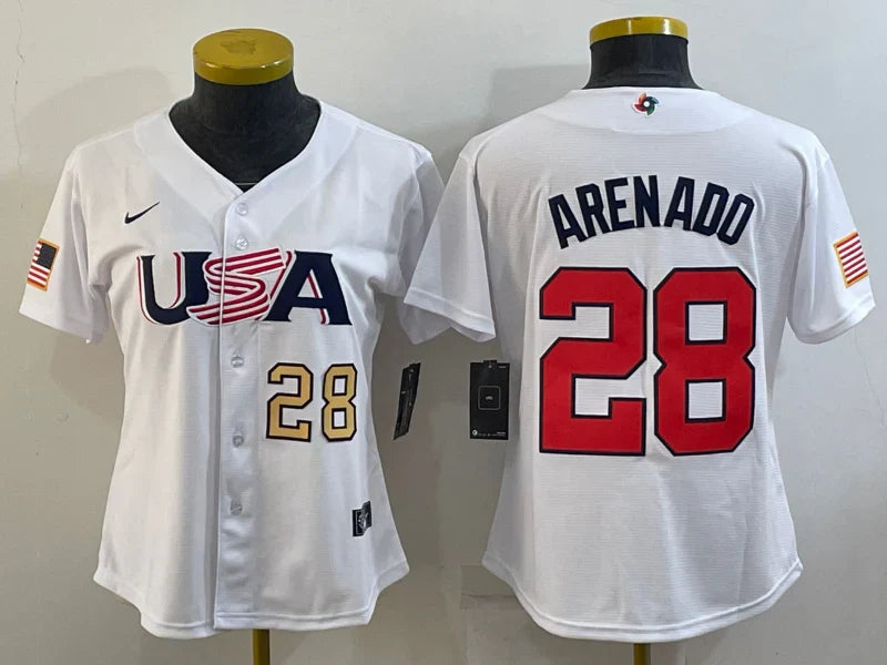 Nolan Arenado Team USA Baseball Jersey Nike white product image 1, provided for visual reference and product detail review