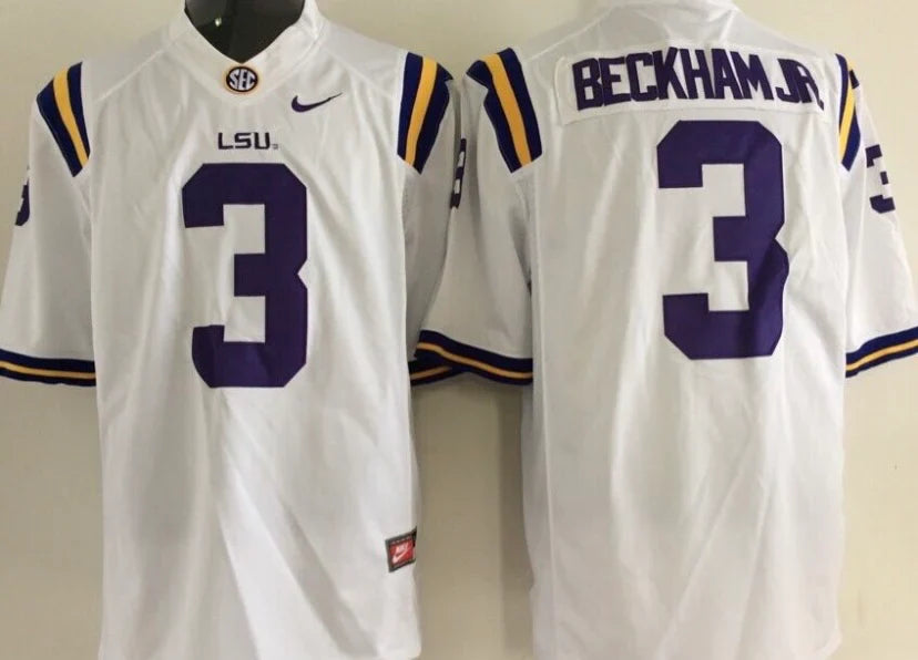 Odell Beckham Jr. LSU Tigers Jersey White product image 1, provided for visual reference and product detail review