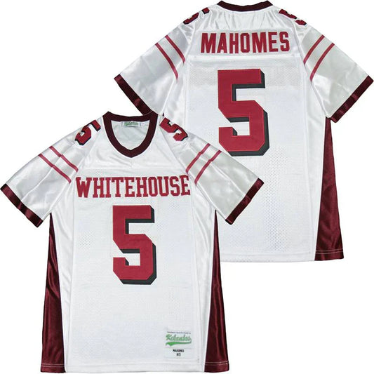 Patrick Mahomes Whitehouse Texas High School Jersey White product image 1, provided for visual reference and product detail