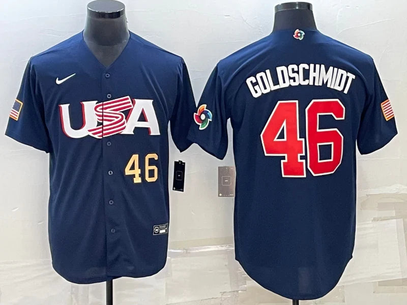 Paul Goldschmidt Team USA Baseball Jersey Nike blue product image 1, provided for visual reference and product detail review