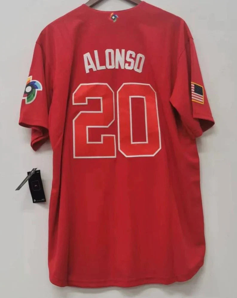 Pete Alonso Team USA Baseball jersey Nike Red product image 2, provided for visual reference and product detail review