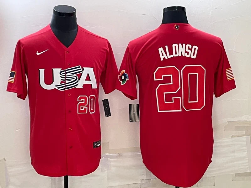 Pete Alonso Team USA Baseball jersey Nike Red product image 1, provided for visual reference and product detail review