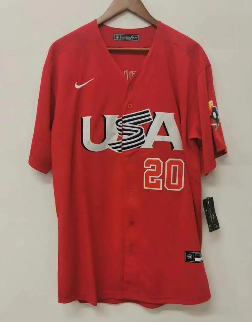 Pete Alonso Team USA Baseball jersey Nike Red product image 3, provided for visual reference and product detail review