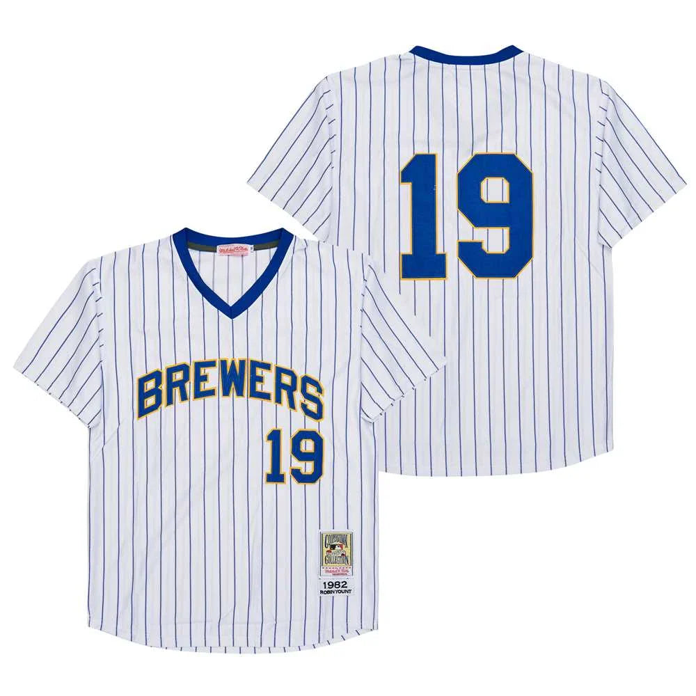 Robin Yount Milwaukee Brewers Jersey Mitchell & Ness white product image 1, provided for visual reference and product detail