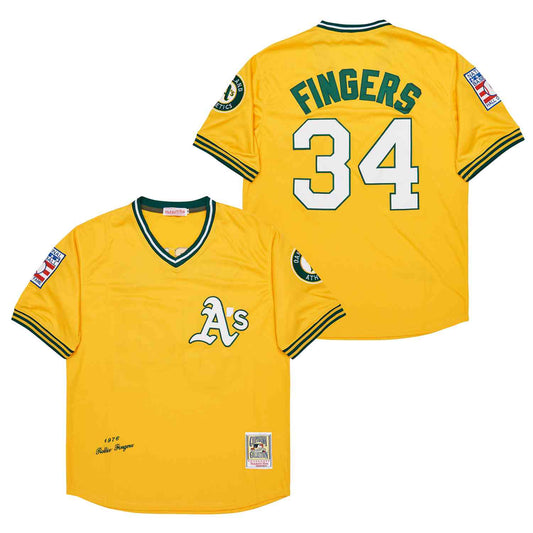 Rollie Fingers Oakland A’s Athletics Jersey yellow product image 1, provided for visual reference and product detail review