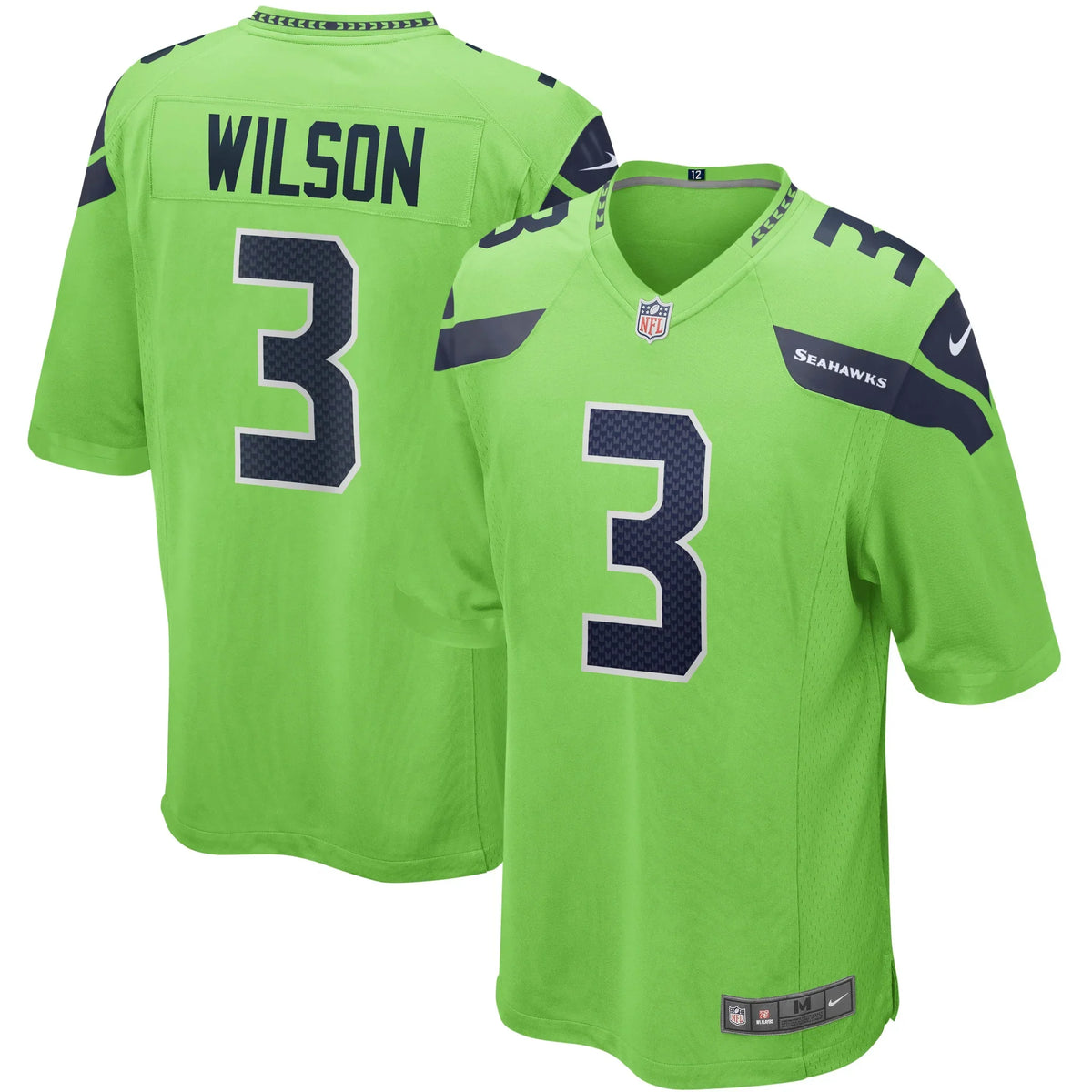 Russell Wilson Seattle Seahawks Official NFL Jersey Nike neon green product image 1, provided for visual reference and