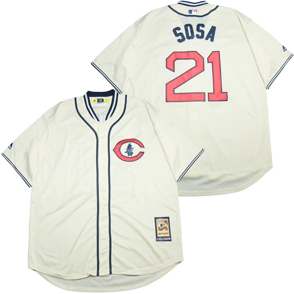 Sammy Sosa Chicago Cubs Jersey Majestic (retro logo) product image 1, provided for visual reference and product detail review