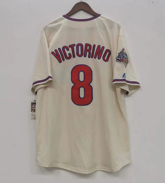 Shane Victorino Philadelphia Phillies Jersey 2008 World Series cream color product image 1, provided for visual reference
