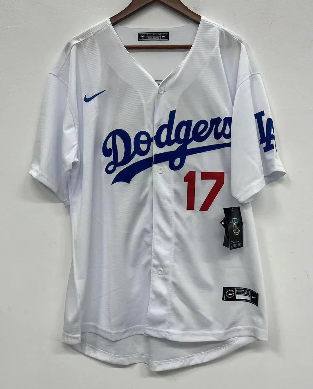 Shohei Ohtani Los Angeles Dodgers jersey white product image 2, provided for visual reference and product detail review