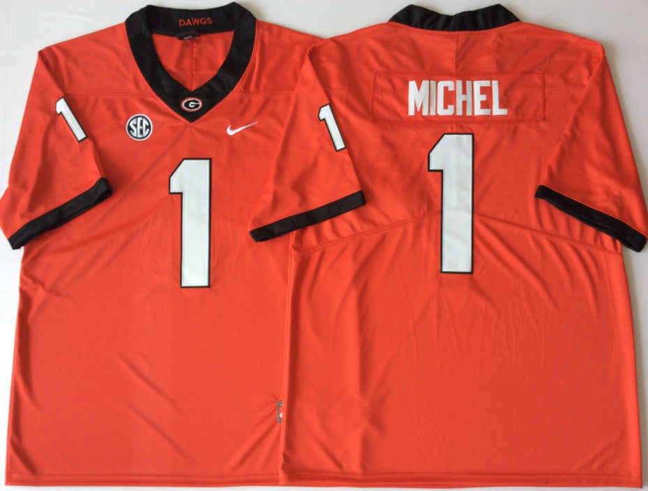 Sony Michel Georgia Bulldogs Jersey red NIKE product image 1, provided for visual reference and product detail review