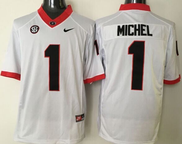 Sony Michel Georgia Bulldogs Jersey NIKE white product image 1, provided for visual reference and product detail review