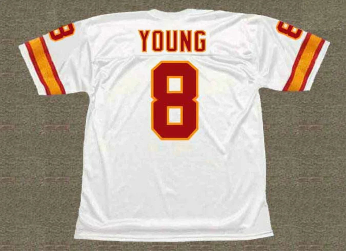 Steve Young Tampa Bay Buccaneers 1986 NFL Jersey Mitchell & Ness white product image 1, provided for visual reference and