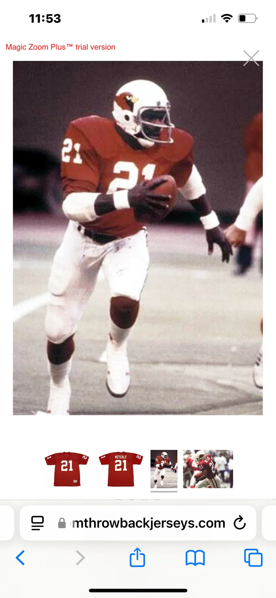 Terry Metcalf St. Louis Cardinals NFL Mitchell & Ness Jersey Red product image 3, provided for visual reference and product
