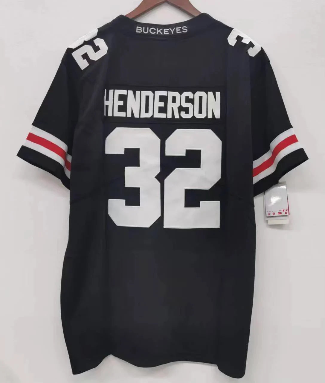 TreVeyon Henderson Ohio State Buckeyes jersey black with white numbers product image 2, provided for visual reference and