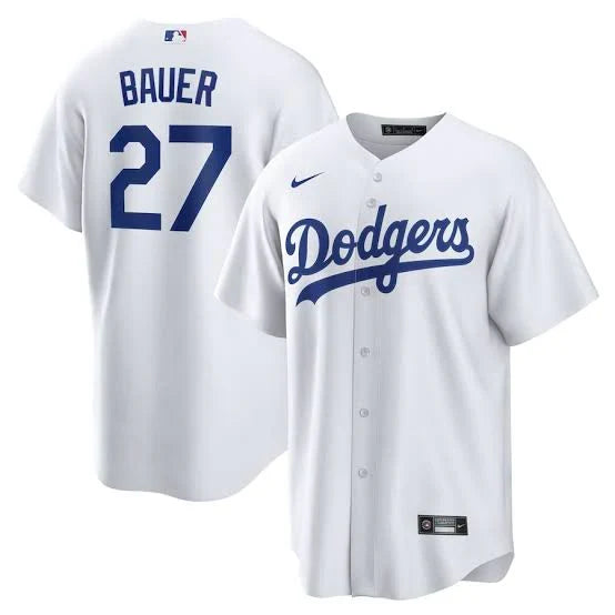 Trevor Bauer Los Angeles Dodgers Official MLB Nike jersey white product image 1, provided for visual reference and product