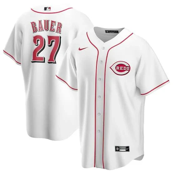 Trevor Bauer Cincinnati Reds Official MLB Nike jersey product image 1, provided for visual reference and product detail