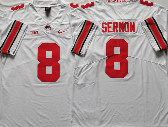Trey Sermon Ohio State Buckeyes Jersey White NIKE product image 1, provided for visual reference and product detail review