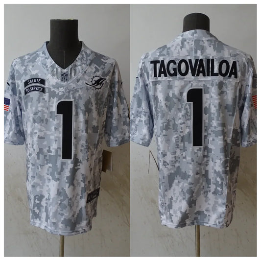 Tua Tagovailoa Miami Dolphins 2024 Nike NFL Salute to Service Jersey product image 1, provided for visual reference and