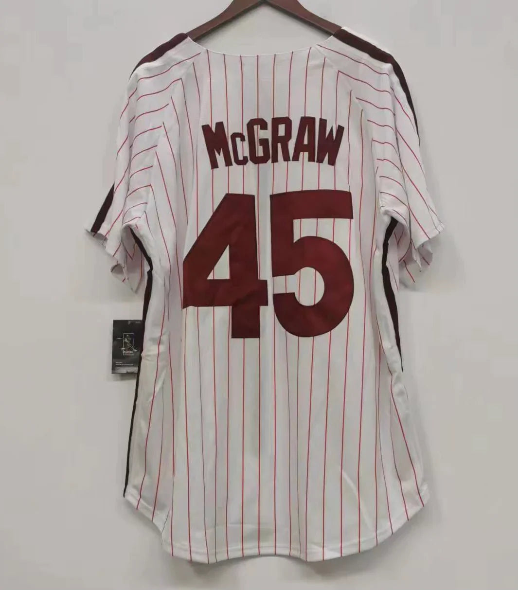 Tug McGraw Philadelphia Phillies Jersey Mitchell & Ness pinstripes zipper product image 1, provided for visual reference and