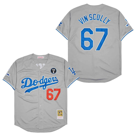 Vin Scully Los Angeles Dodgers Jersey Mitchell & Ness gray product image 1, provided for visual reference and product detail