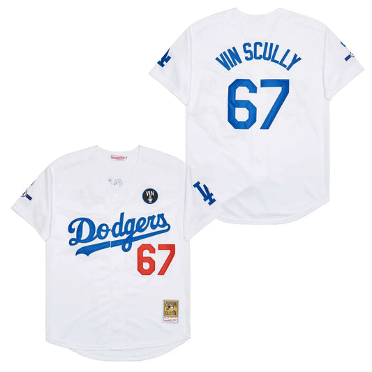 Vin Scully Los Angeles Dodgers Jersey Mitchell & Ness white product image 1, provided for visual reference and product