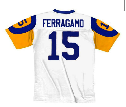 Vince Ferragamo 1979 Los Angeles Rams NFL Mitchell & Ness Jersey White product image 1, provided for visual reference and