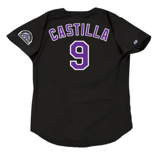 Vinny Castilla Colorado Rockies Official MLB Majestic Jersey Black product image 1, provided for visual reference and