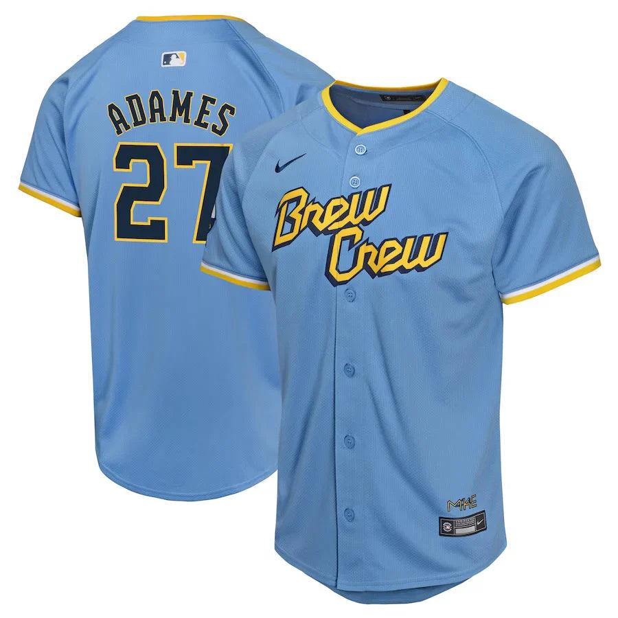 Willy Adames #27 Milwaukee Brewers Official MLB City Connect Jersey product image 1, provided for visual reference and