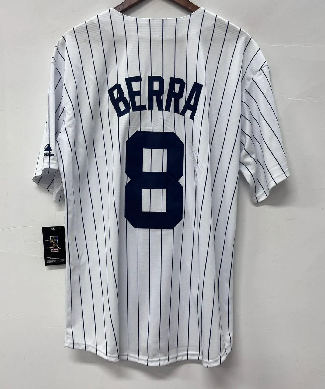 Yogi Berra New York Yankees Jersey pinstripes Majestic product image 1, provided for visual reference and product detail