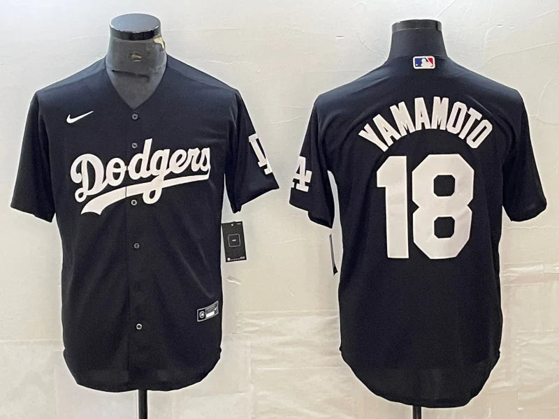 Yoshinobu Yamamoto Los Angeles Dodgers Official MLB Nike Jersey black product image 1, provided for visual reference and