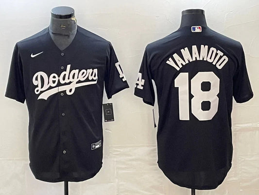 Yoshinobu Yamamoto Los Angeles Dodgers Official MLB Nike Jersey black product image 1, provided for visual reference and