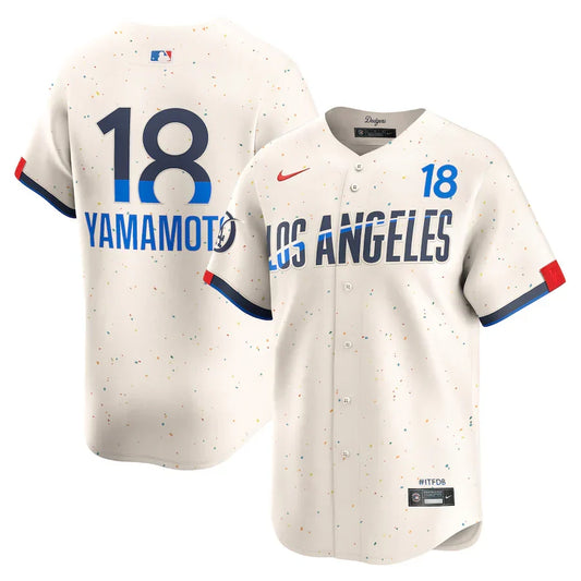 Yoshinobu Yamamoto Los Angeles Dodgers Official MLB Nike City Connect Jersey product image 1, provided for visual reference