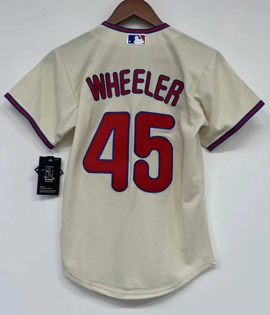 Zack Wheeler Philadelphia Phillies Jersey cream product image 1, provided for visual reference and product detail review